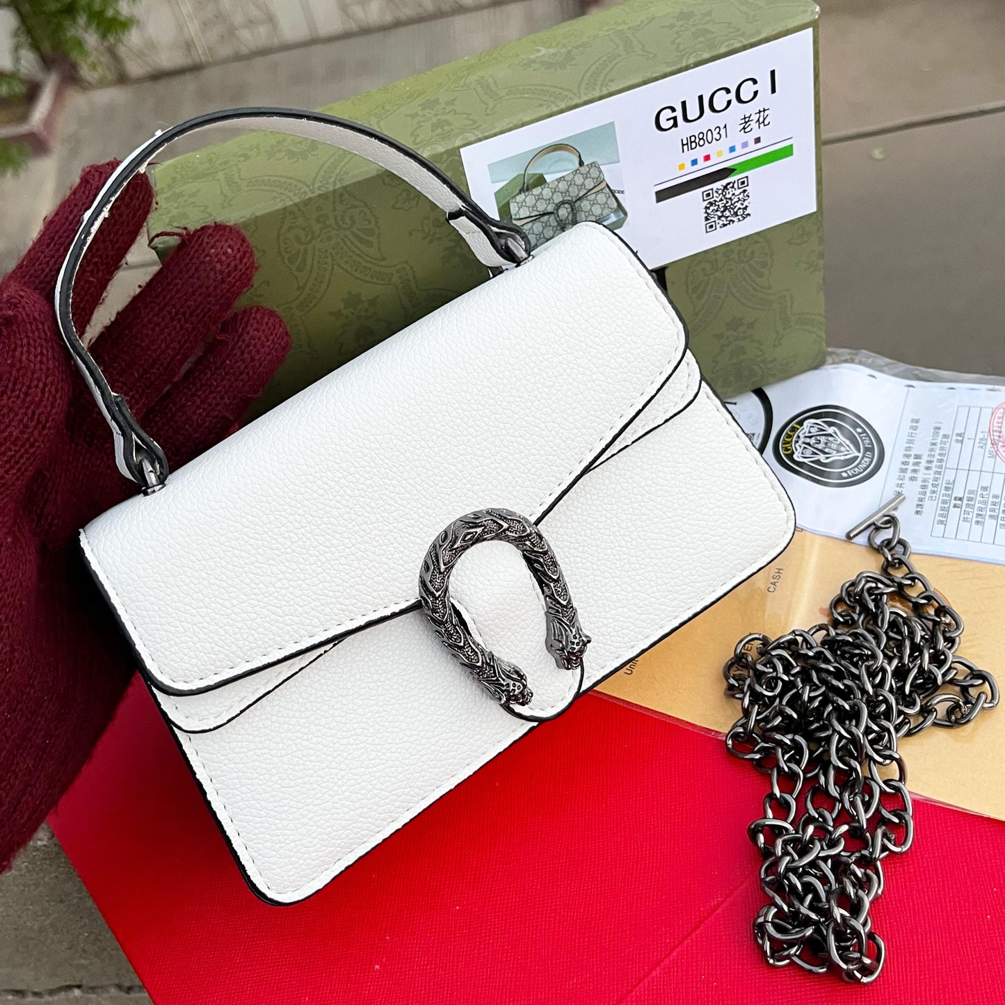 Guccj Long Chain Crossbody Bag