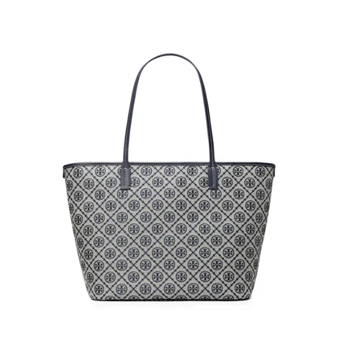 T Monogram Zip Tote Tory Navy - Stylish & Luxury Designer Tote Bag