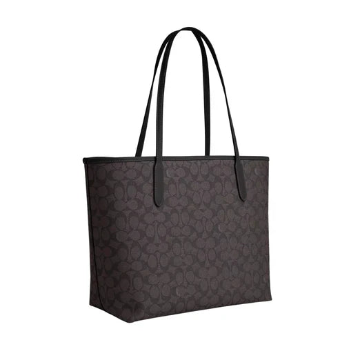 Coach City Tote in Black Signature Canvas - 5696