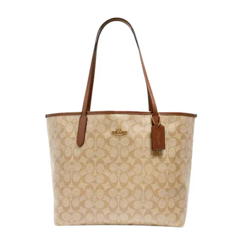 Coach City Tote in Camel/Brown Signature Canvas - 5696