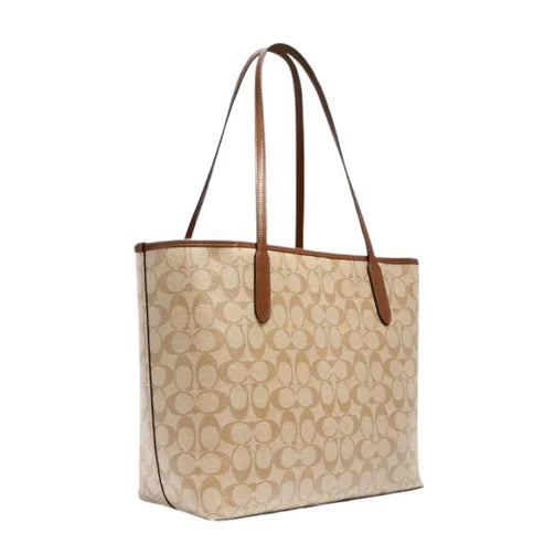 Coach City Tote in Camel/Brown Signature Canvas - 5696