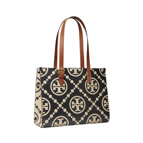 Tory Burch T Monogram Contrast Embossed Large Tote Black Bag - TB138919