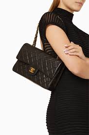 CHANEL Classic Double Flap Bag Black Quilted Leather Handbag