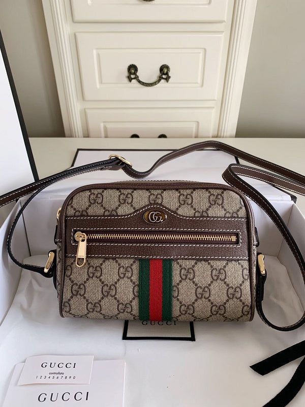 Gucci GG Supreme Monogram Web Mini Ophidia Shoulder Bag